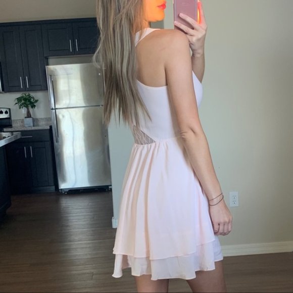 -New Anthropologie Blush Ruffle Fit & Flare Dress- - Picture 3 of 5